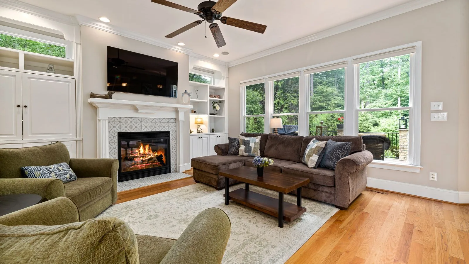 Wool area rug on a timber floor in a bright Point Cook living room