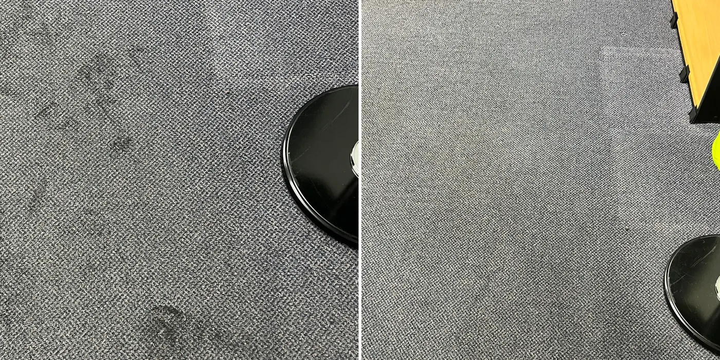 Worn traffic lanes revived on a real carpet cleaning job