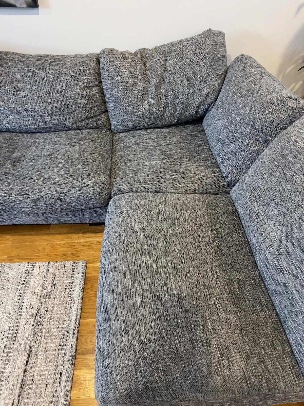 A grey fabric sectional on a real couch cleaning job in Melbourne's west
