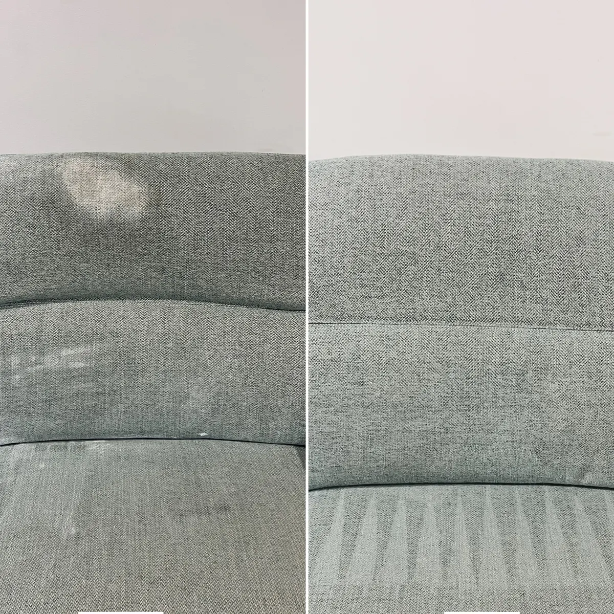 Couch before and after upholstery cleaning by Green Lion
