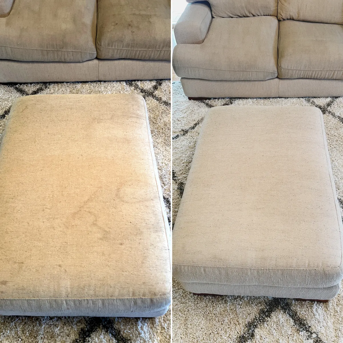 Ottoman and couch freshened up on a western Melbourne job