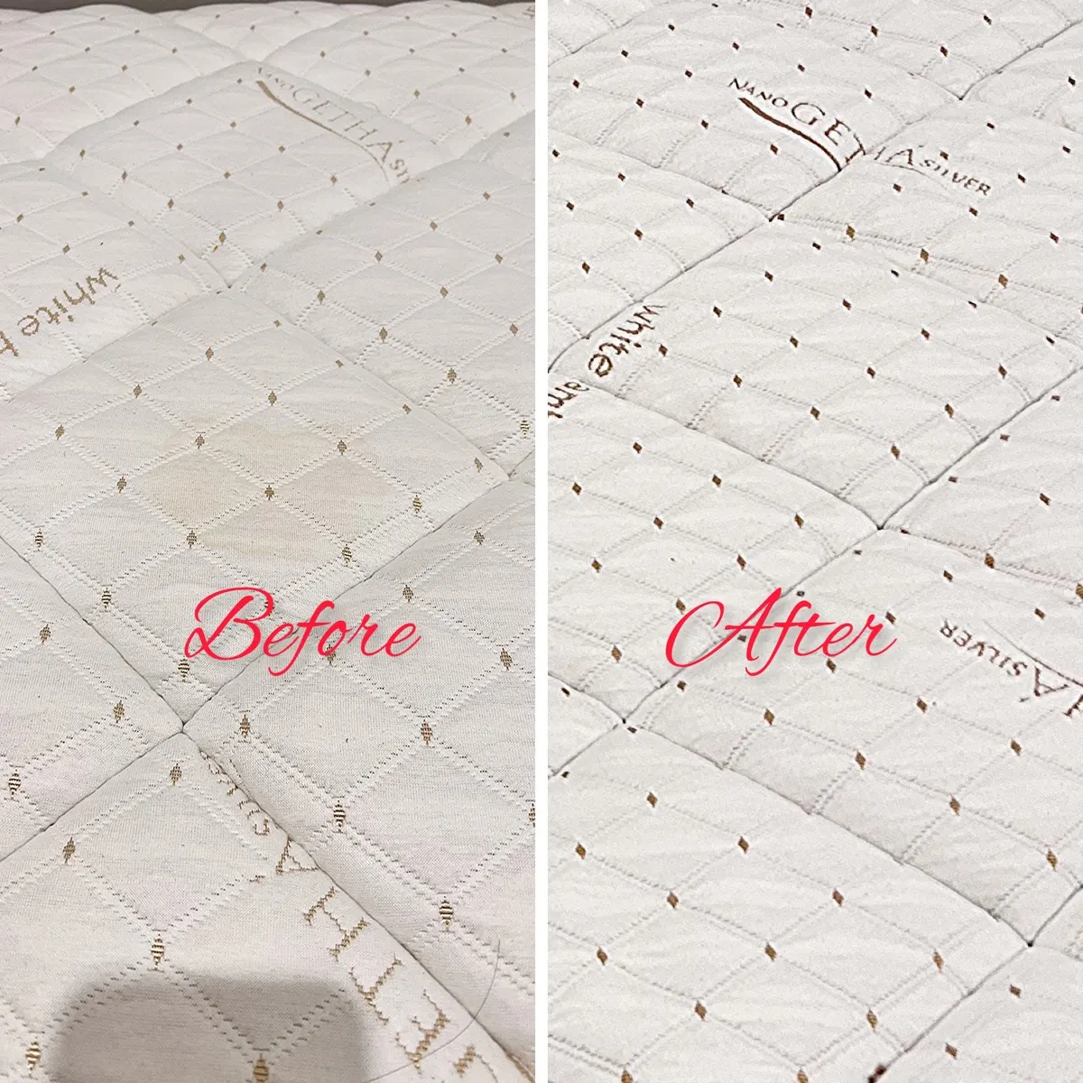 Mattress before and after cleaning by Green Lion, Melbourne