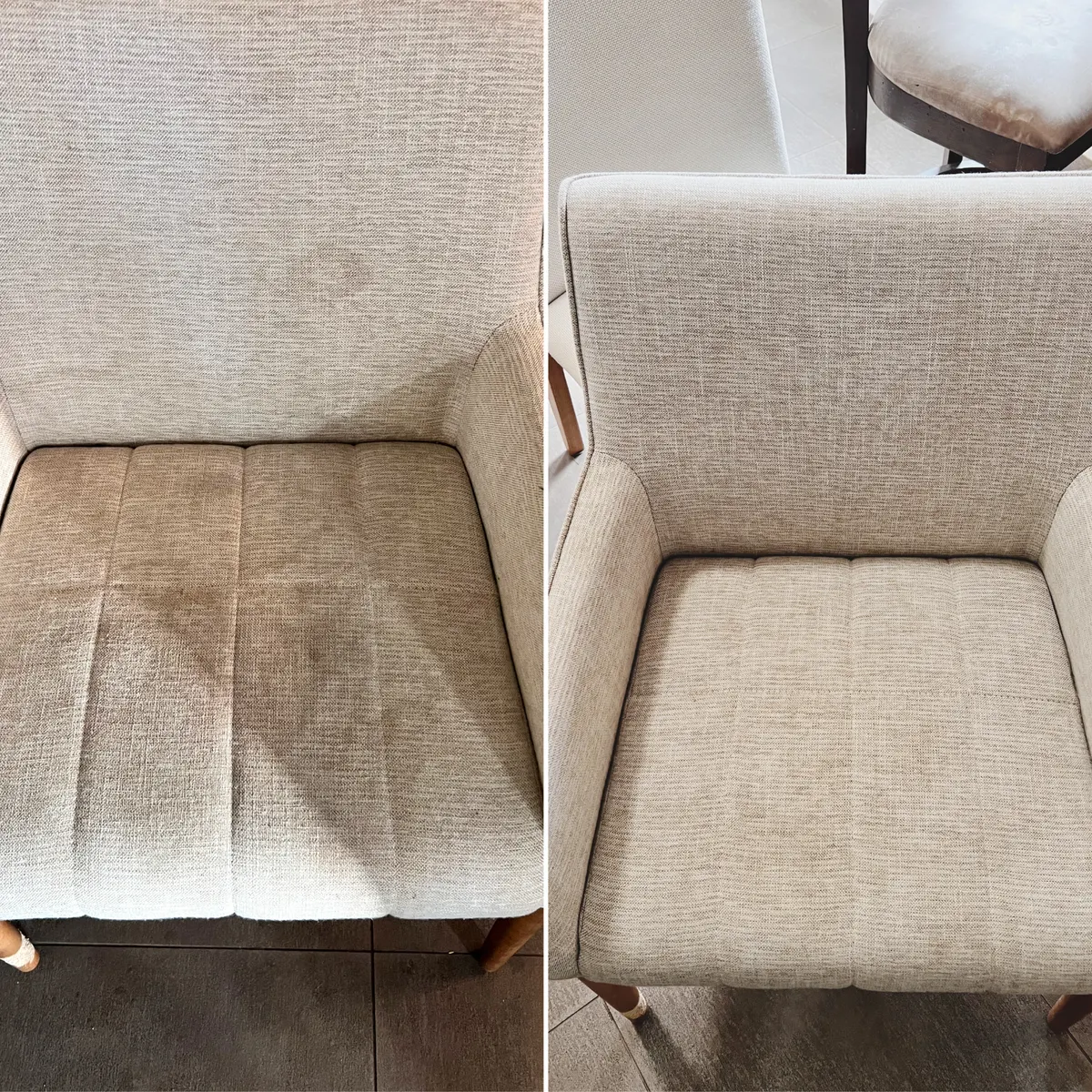 Armchair seat brought back on a real upholstery cleaning job