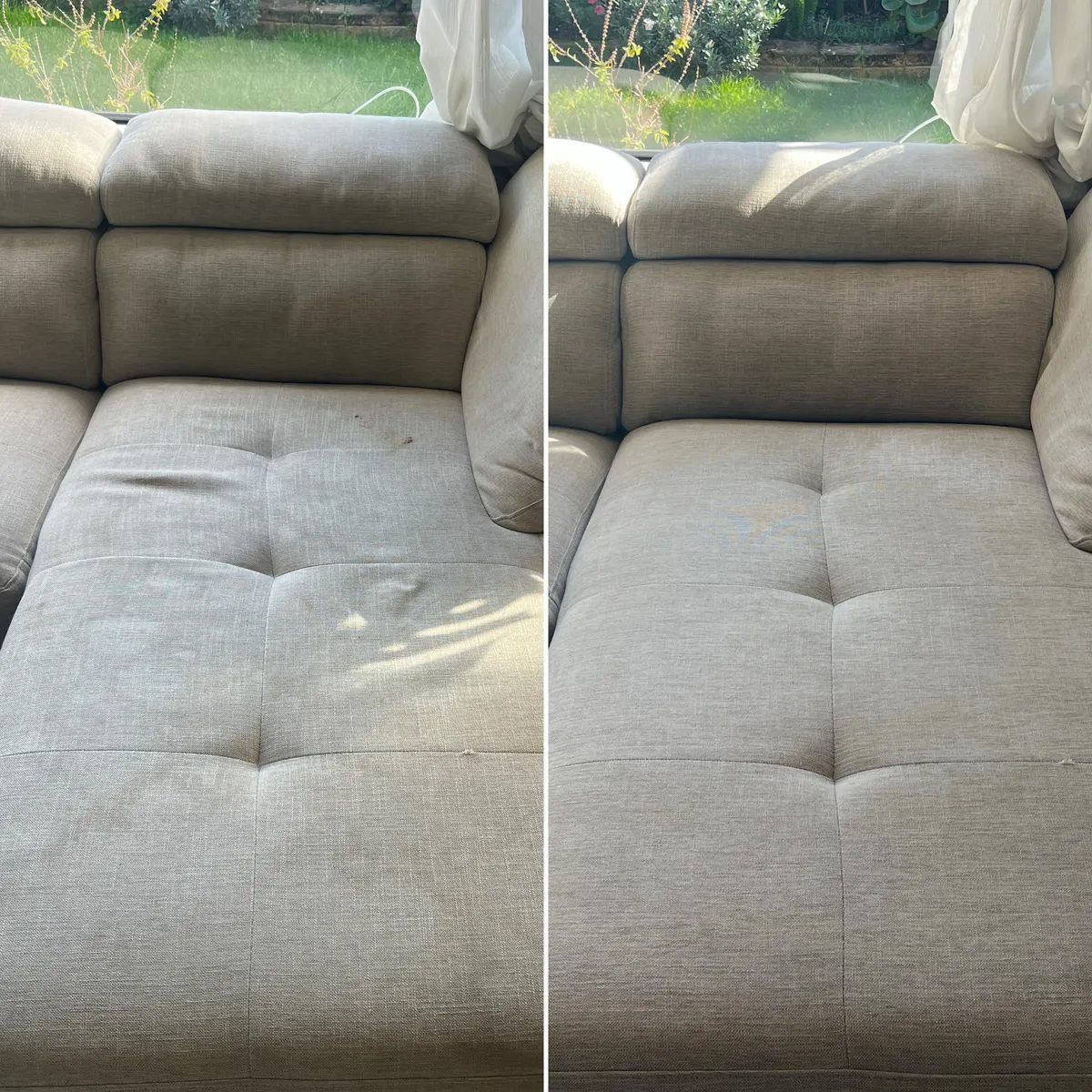 A Point Cook chaise before and after cleaning.