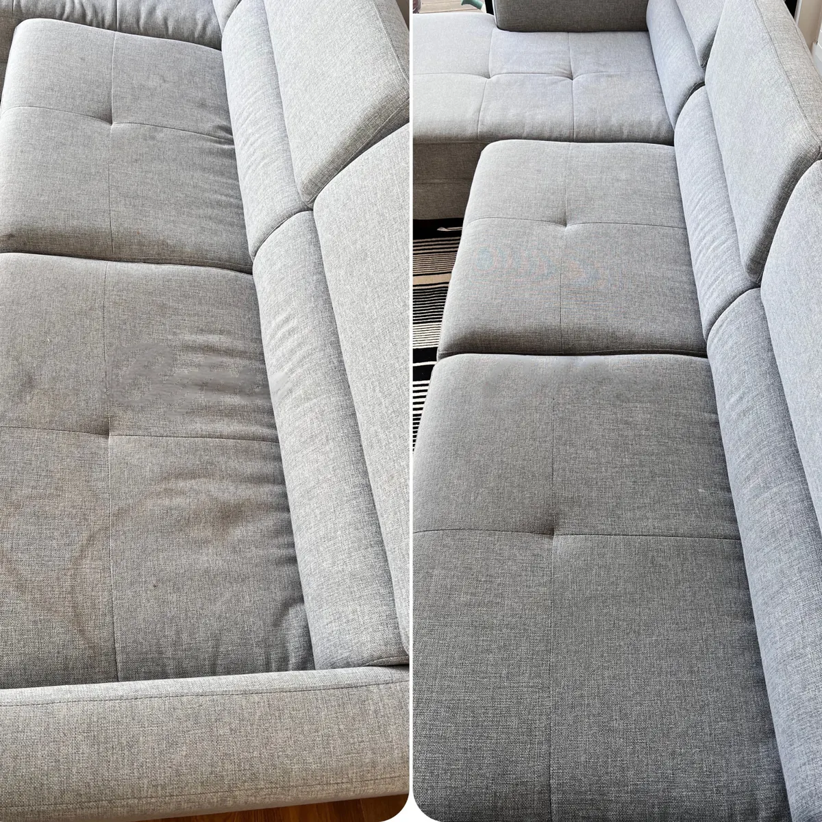 Upholstery before and after a Green Lion clean — Melbourne's west