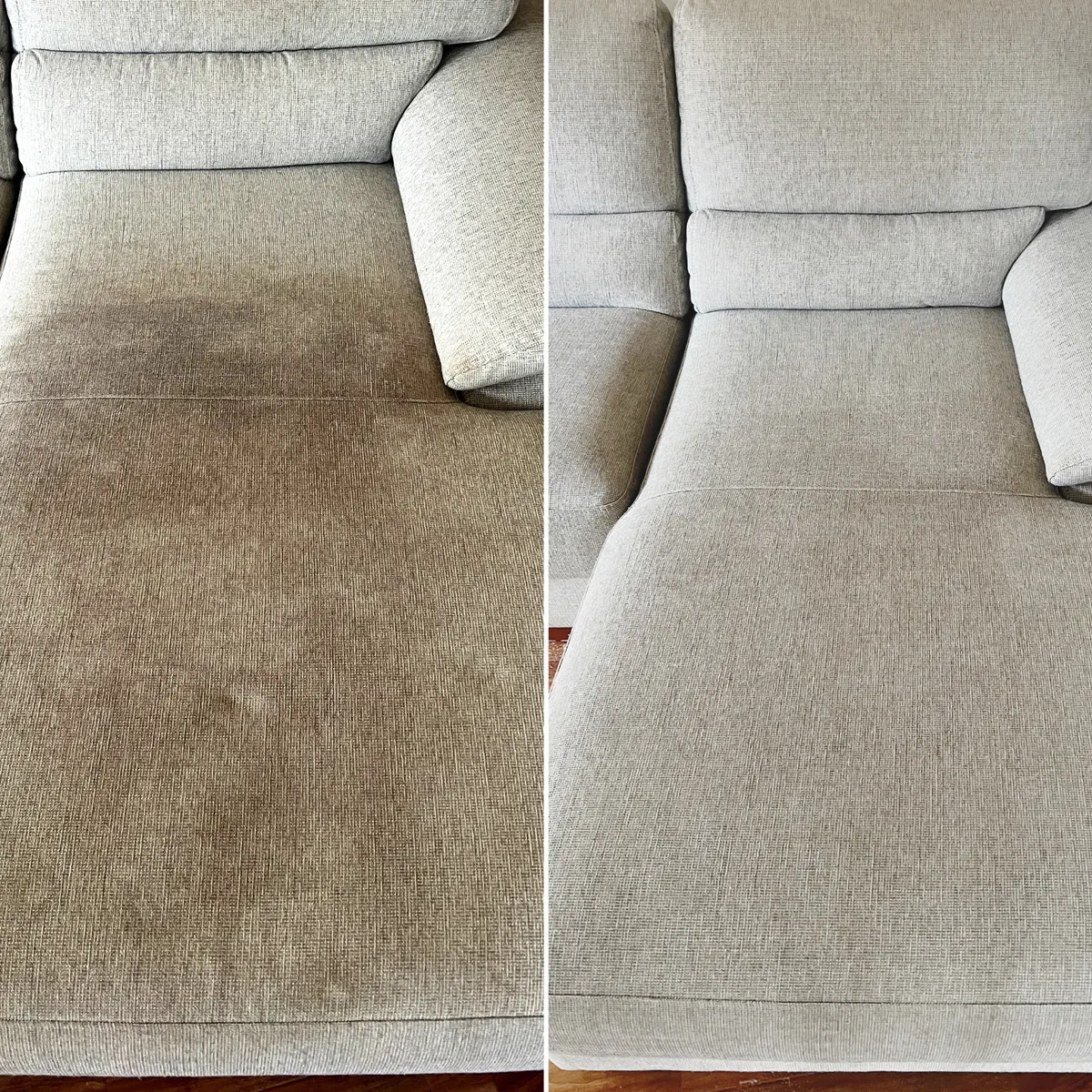 Upholstery before and after a Green Lion clean — Melbourne's west
