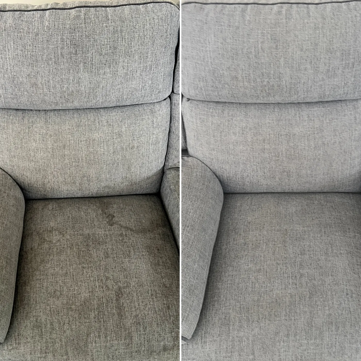 Before and after upholstery and couch cleaning by Green Lion