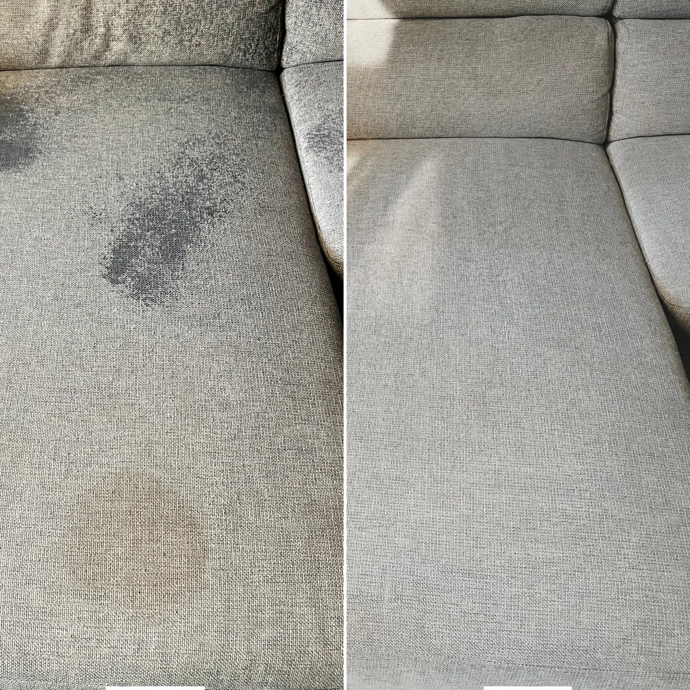 Before and after sofa and lounge suite cleaning