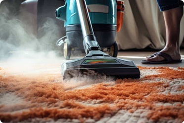 Steam Carpet Cleaning A steam carpet cleaner in action cleaning stains from a carpet.