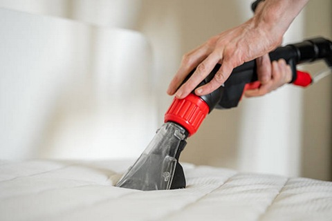 Cleaning a mattress.